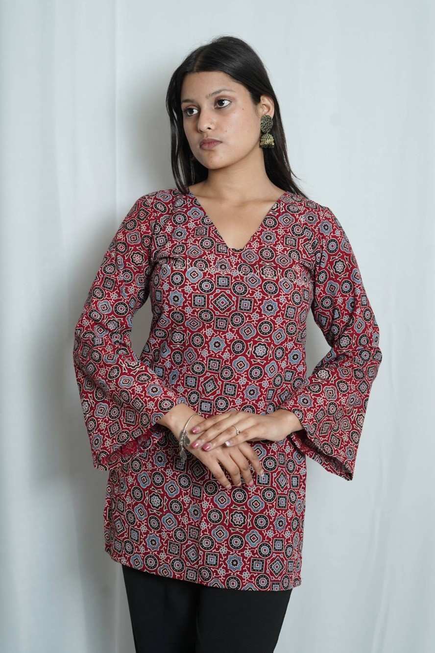 Tara Flared Sleeve Ajrakh Kurti