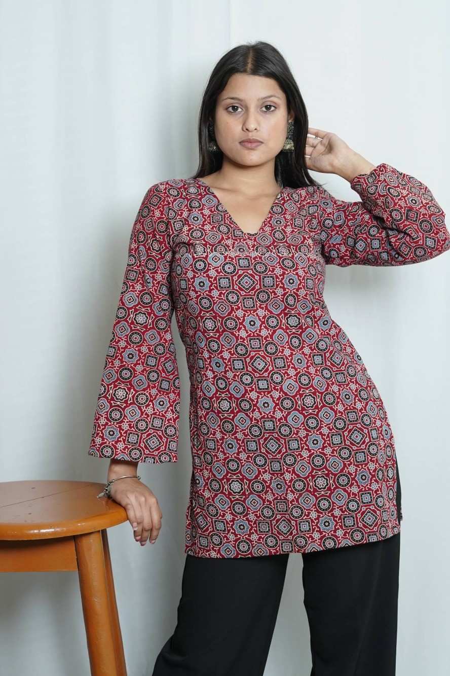 Tara Flared Sleeve Ajrakh Kurti