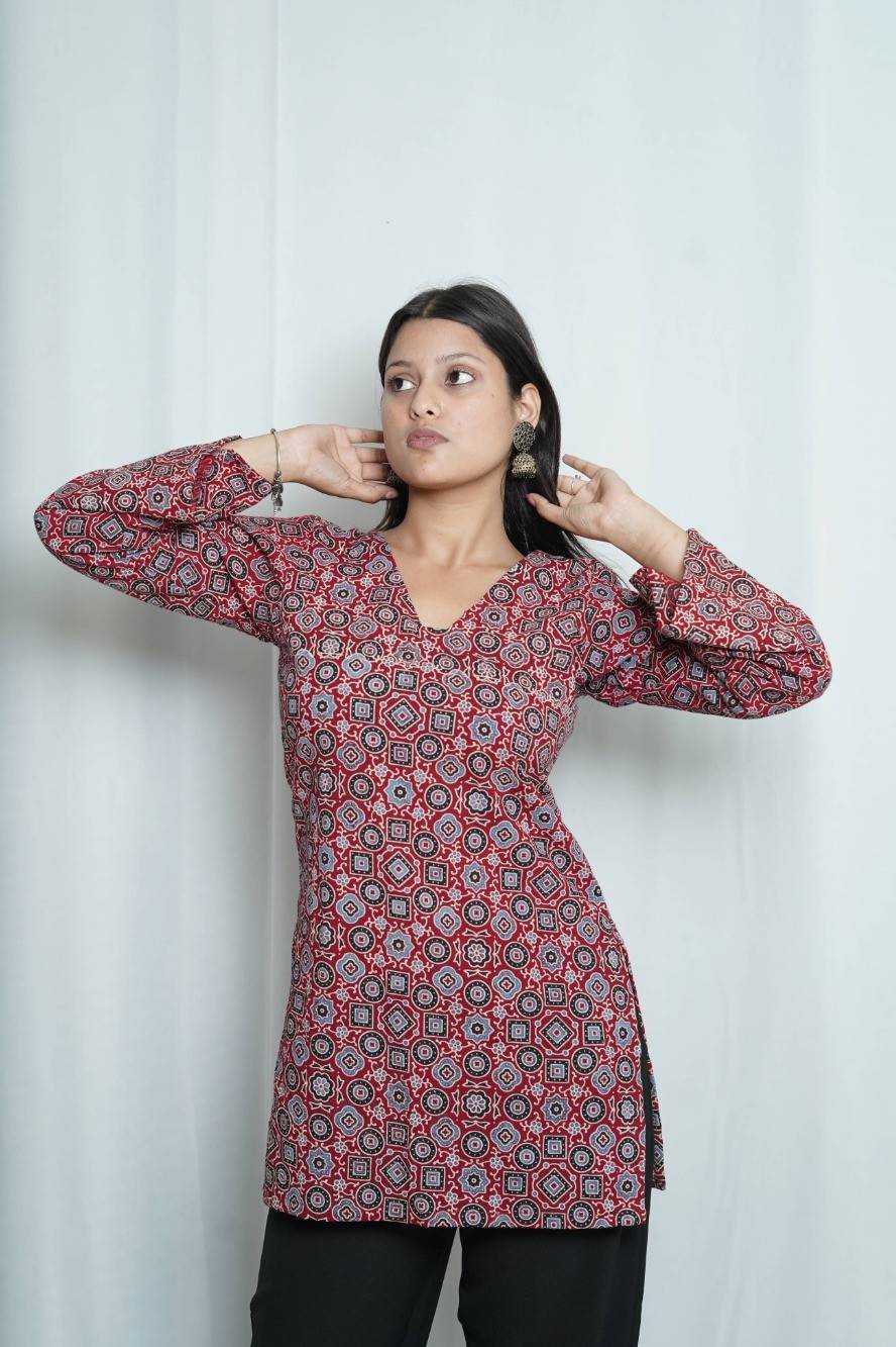 Tara Flared Sleeve Ajrakh Kurti