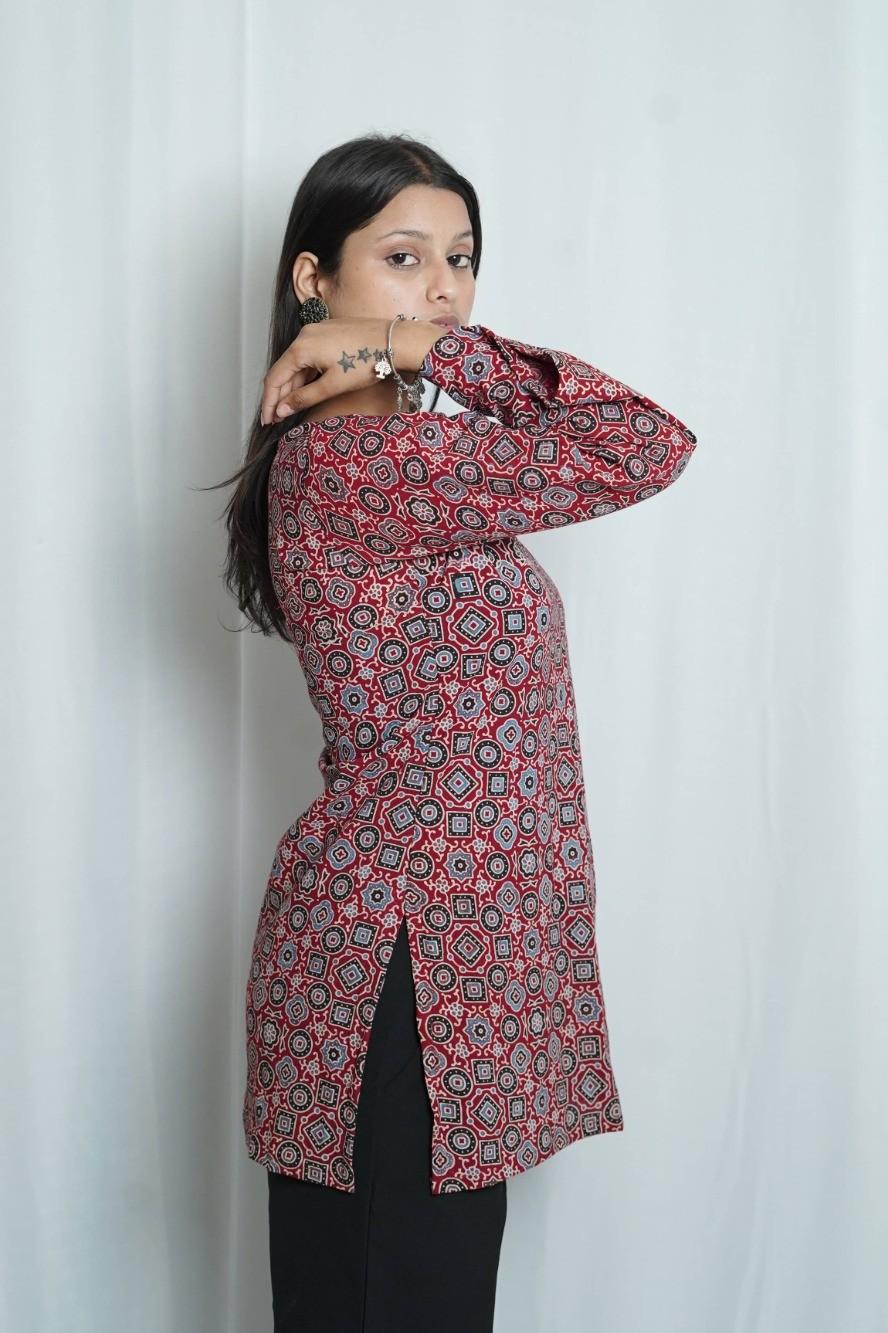 Tara Flared Sleeve Ajrakh Kurti